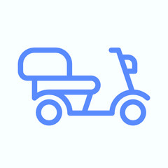 Delivery scooter icon for the website UI design. Round and thin vector illustration of the motorcycle.