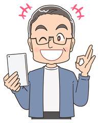 おじいさん シニア 祖父 おじいちゃん 男 おじさん イラスト マンガ 50 S Canvas Print 50 よぴんこ Yopinco