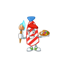 An elegant USA stripes tie painter mascot icon with brush