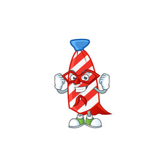 A friendly picture of USA stripes tie dressed as a Super hero