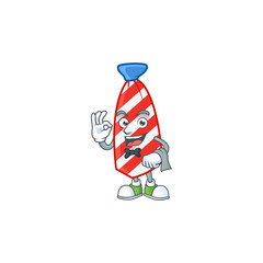 A USA stripes tie cartoon mascot working as a Waiter