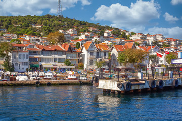 Obraz premium PRINCES ISLANDS, TURKEY - October 10th, 2019: View to beautiful island of Heibeliada on warm and sunny autumn day