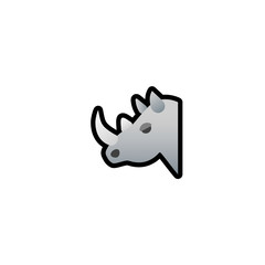 Rhinoceros Isolated Realistic Vector Icon. Rhino Head with Horn Illustration Emoji, Emoticon, Icon