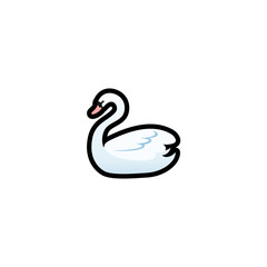 Swan Isolated Realistic Vector Icon. White Swan Illustration Emoji, Emoticon, Icon