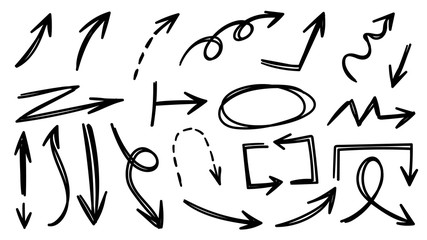 Hand drawn arrow mark icons vector