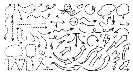 Hand drawn arrow mark icons vector