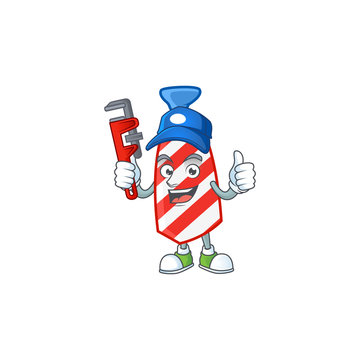 Smiley Plumber USA stripes tie on mascot picture style