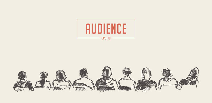 People Sitting Audience Lecture Hall Vector Sketch