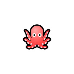 Octopus Isolated Realistic Vector Icon. Octopus, Sea Animal, Food Cartoon Illustration  Icon