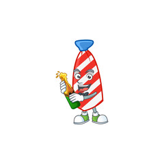 mascot cartoon design of USA stripes tie having a bottle of beer