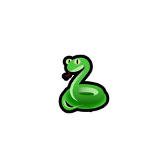Snake Isolated Realistic Vector Icon. Green Snake Illustration Sticker Icon