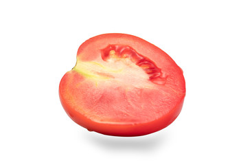 Fresh plum tomatoes on white background
