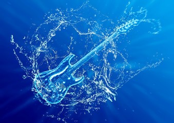 しぶきを上げる抽象的な氷のギター