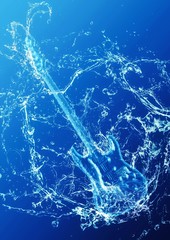 しぶきを上げる抽象的な氷のギター