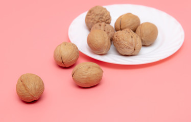 Walnuts in a white plate