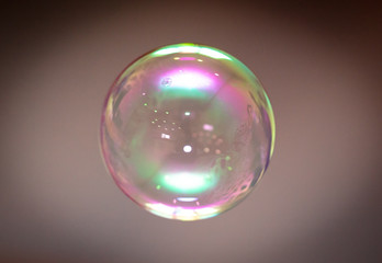 Soap bubble flies in the house.