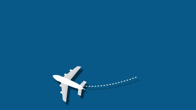 Passenger plane flying through the frame .