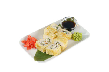 Fototapeta na wymiar Sushi, rolls on a white isolated background