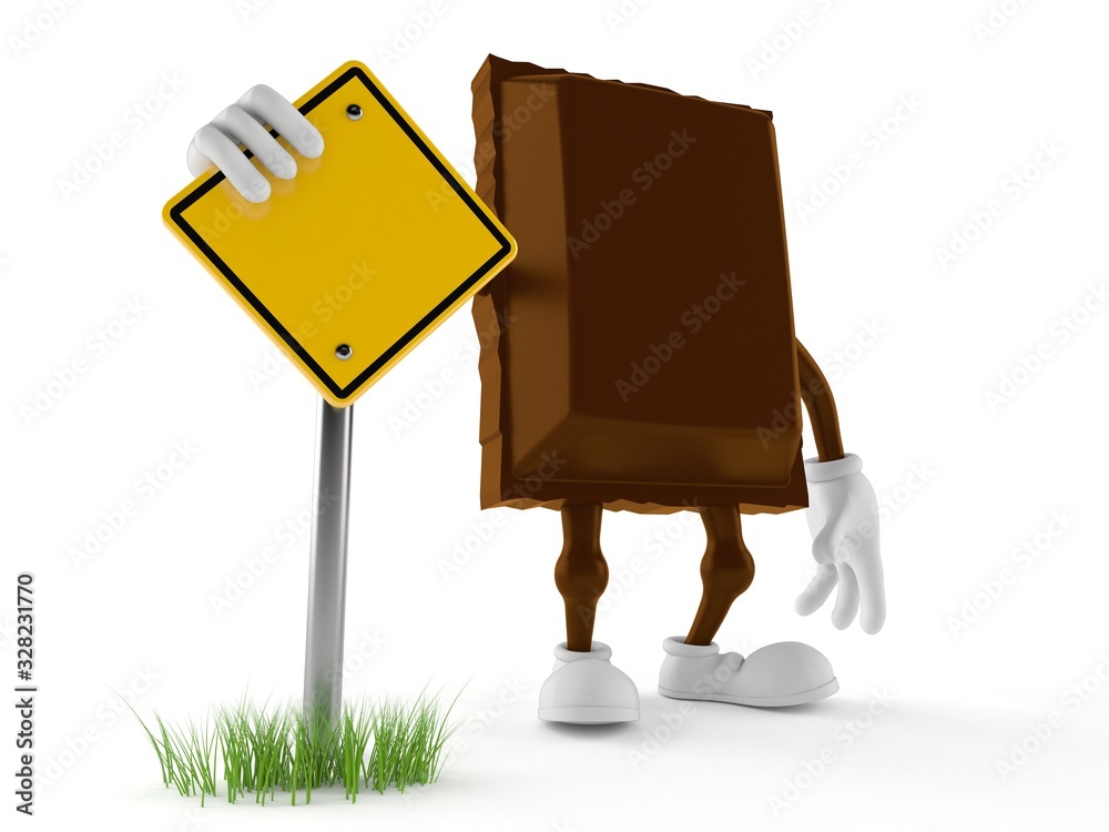 Canvas Prints chocolate character with blank road sign