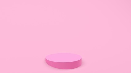 Abstract pastel geometric shape background. 3D pink podium scene with pedestal. Empty showcase