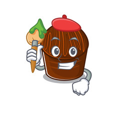 A cute picture of chocolate candy as an Artist having a brush