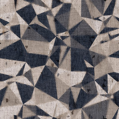 Seaumless neutral worn faded western white denim jean texture with random triangle pattern overlay. Intricate mottled grungy seamless repeat raster jpg pattern swatch.