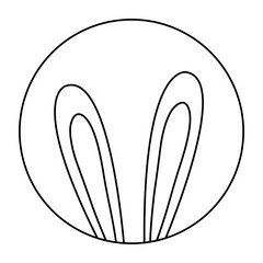 cute ears of rabbit in frame circular isolated icon