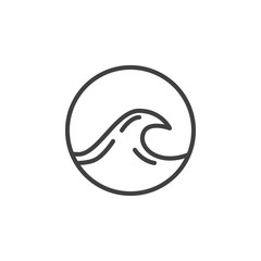 Beware big waves line icon. linear style sign for mobile concept and web design. Stormy sea sign outline vector icon. Symbol, logo illustration. Vector graphics