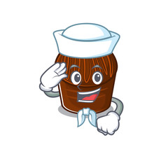 Chocolate candy cartoon concept Sailor wearing hat