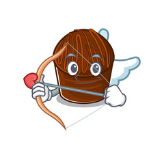 Sweet chocolate candy Cupid cartoon design with arrow and wings