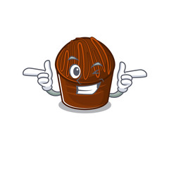 Cute mascot cartoon design of chocolate candy with Wink eye