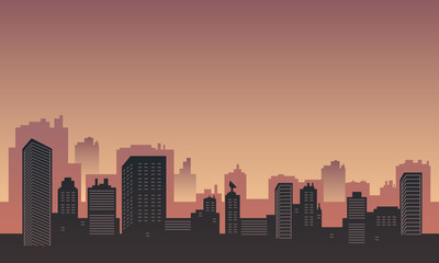 City silhouette background with many buildings skycraper.