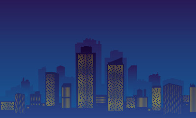 Fototapeta na wymiar City silhouette background with many buildings skycraper.
