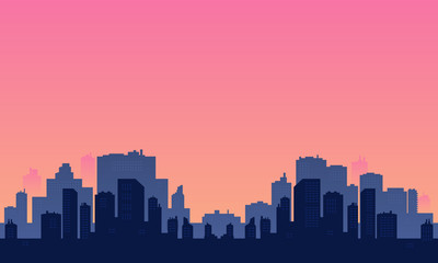 City silhouette background with many buildings skycraper.