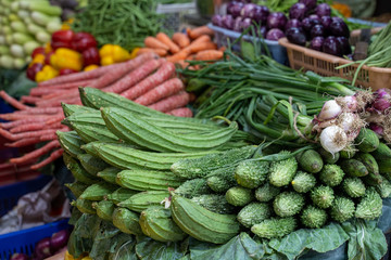 All kinds of fresh vegetables for sale at the Crawford Market in Mumbai India (Bombay)