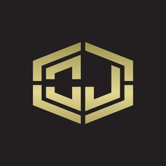 Obraz premium OJ Logo monogram with hexagon shape and piece line rounded design tamplate on gold colors