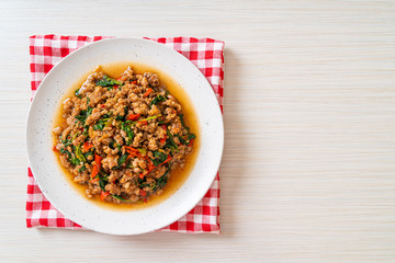 Stir fried Thai basil with minced pork