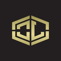 Obraz premium OL Logo monogram with hexagon shape and piece line rounded design tamplate on gold colors