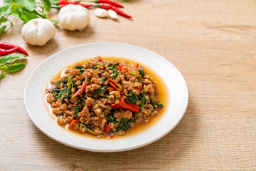Stir fried Thai basil with minced pork