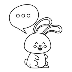 cute rabbit animal and speech bubble
