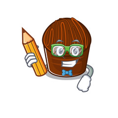 A smart Student chocolate candy character holding pencil