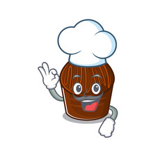 Chocolate candy cartoon character working as a chef and wearing white hat