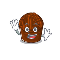 Waving friendly chocolate candy mascot design style
