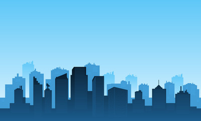 Fototapeta premium Urban silhouette with many buildings skycraper and mall.