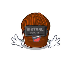 A Picture of chocolate candy character wearing Virtual reality headset