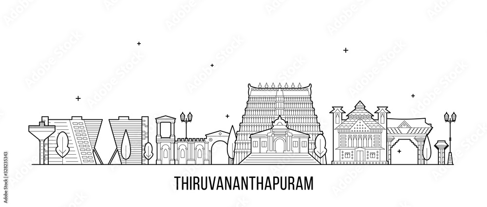 Wall mural thiruvananthapuram a skyline kerala india a vector