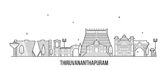 Thiruvananthapuram a skyline Kerala India a vector - obrazy, fototapety, plakaty