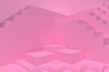 Fototapeta premium 3d render, abstract geometric background, minimalistic primitive shapes, modern mock up, blank template, empty showcase, shop display