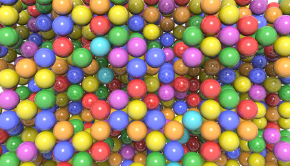 Animation of 3D shiny, colored balls for children. 3d illustration.