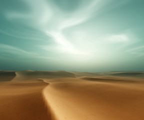 Fototapeta na wymiar Sand desert, sky over the desert, 3D rendering